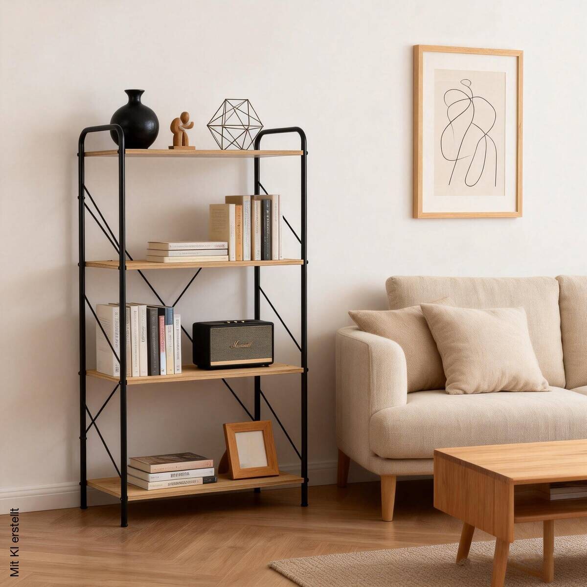 Standregal Nala Holzoptik Artisan Nachbildung schwarz B/H/T: ca. 63,2x125x30 cm