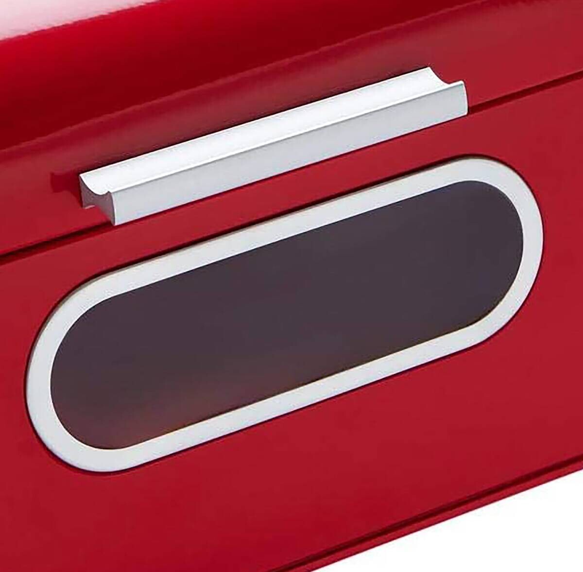 ECHTWERK Brotkasten Retro rot Metall B/H/L: ca. 23,8x17x42,5 cm