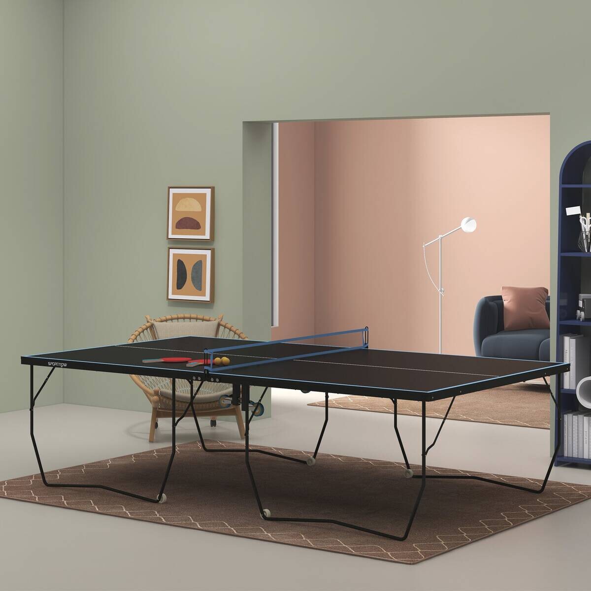 SPORTNOW Tischtennisplatte schwarz Stahl B/H/L: ca. 152,5x76x274 cm