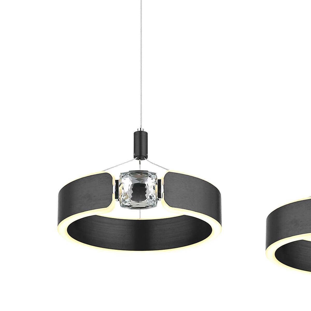 POCOline LED-Pendelleuchte Rings schwarz Metall B/H/L: ca. 22x120x82 cm