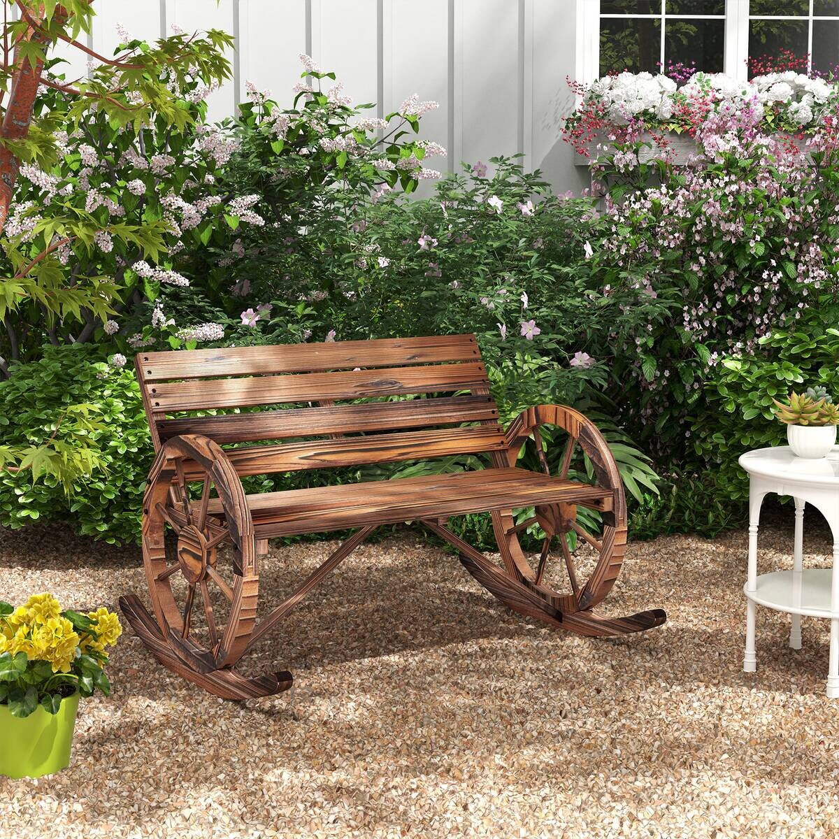 Outsunny Schaukelbank grau Holz B/H/L: ca. 88x105x74 cm