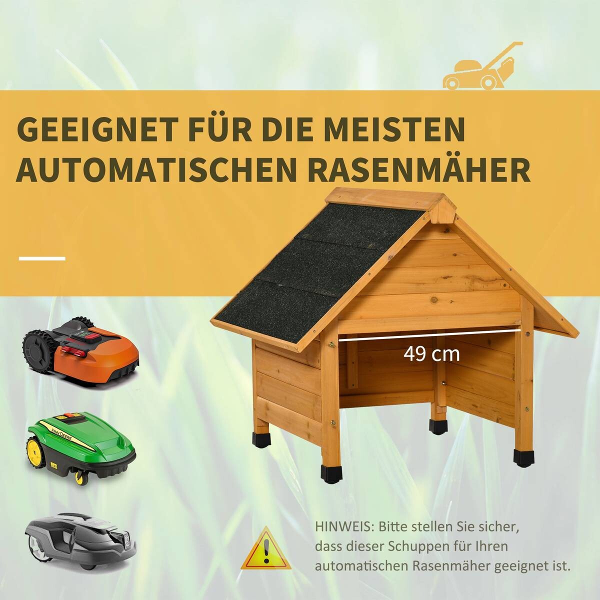 Outsunny Mährobotergarage natur B/H/L: ca. 76x70x75 cm