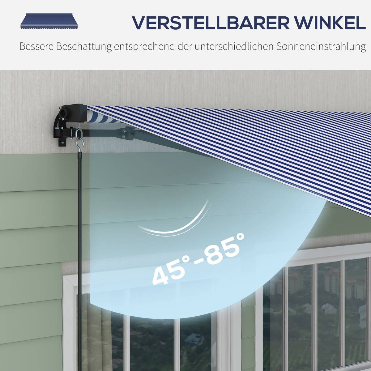 Outsunny Markise blau B/H: ca. 290x350 cm