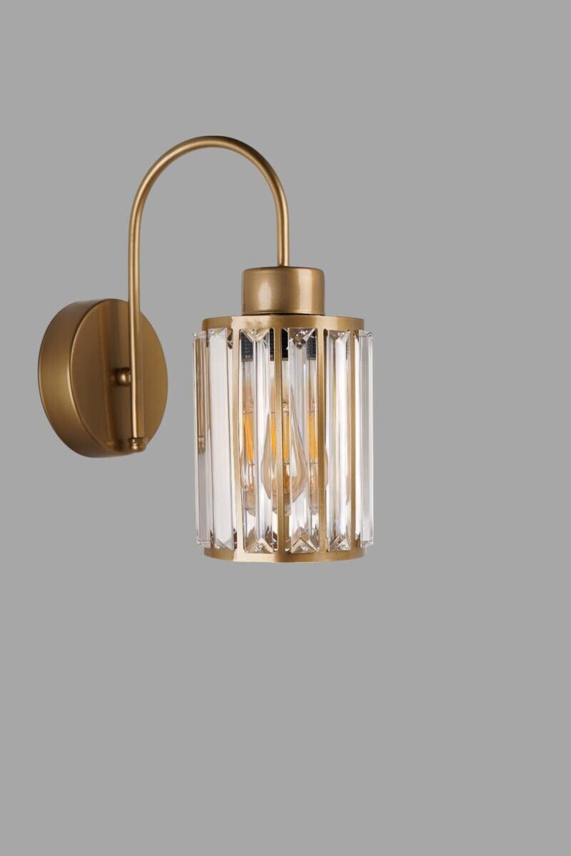 Wandleuchte gold Glas Metall B/H/L/D: ca. 12x30x12x12 cm E27 1 Brennstellen