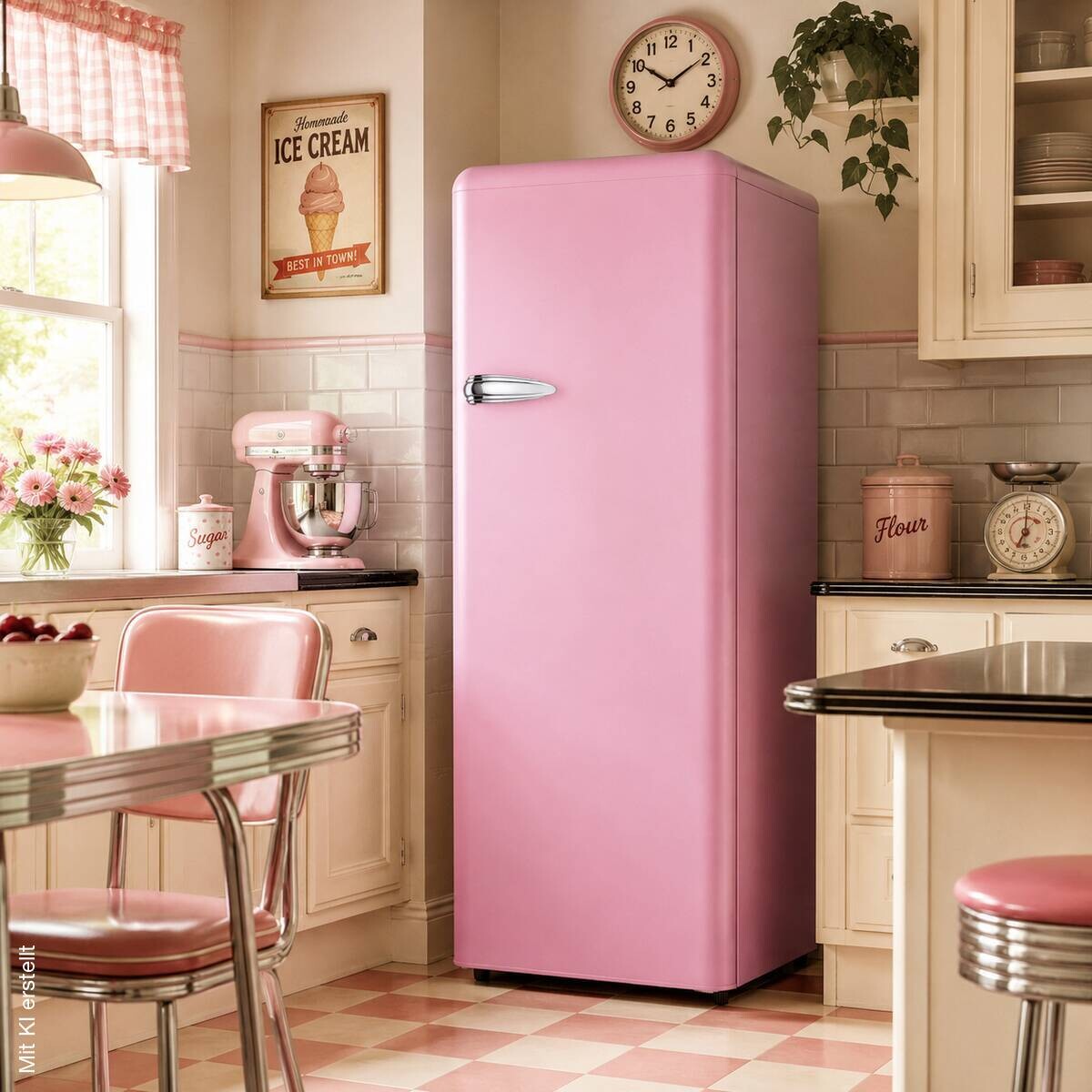 POCOline Retro Kühlschrank KS146-238EPG EEK: E Spektrum: A bis G Kühlen: 238 40dB pink B/H/T: ca. 54,6x145,5x62,6 cm