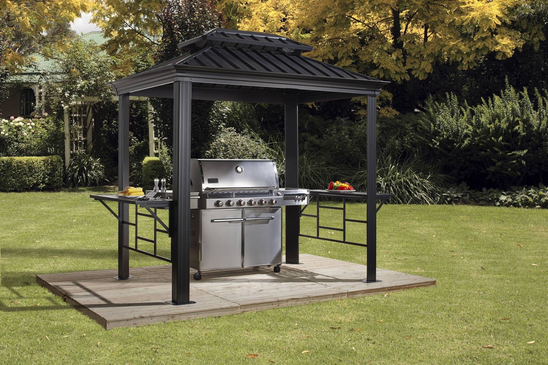 Sojag Pavillon Messina BBQ anthrazit Stahl B/H/L: ca. 292x262x179 cm