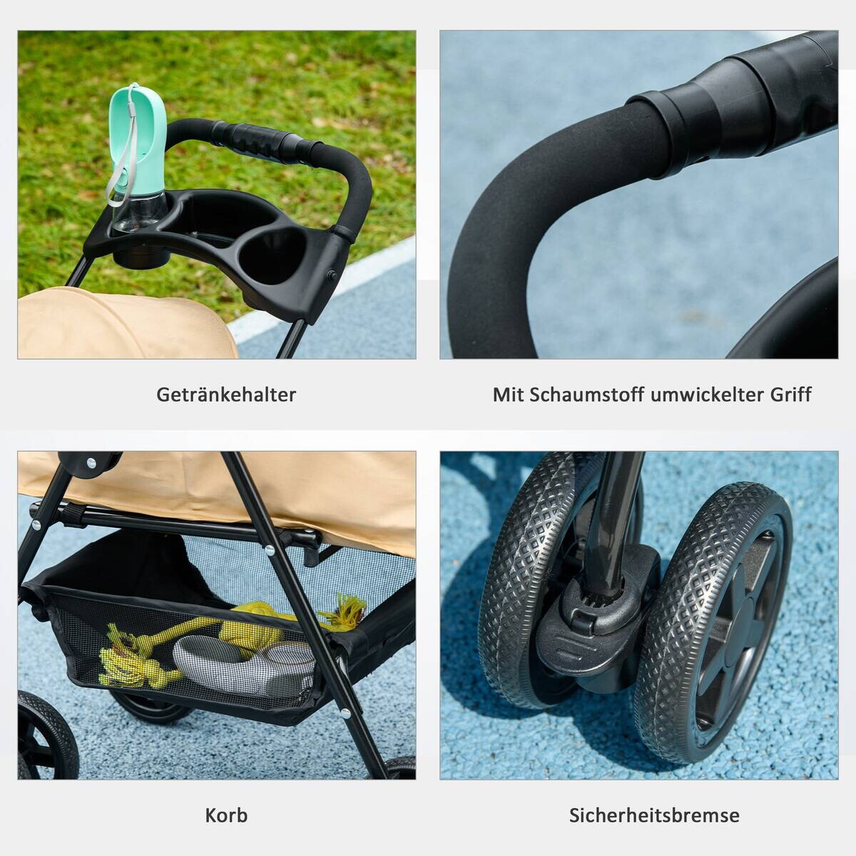 PawHut Hunde-Zubehör khaki Polyester B/H/L: ca. 45x67x96 cm