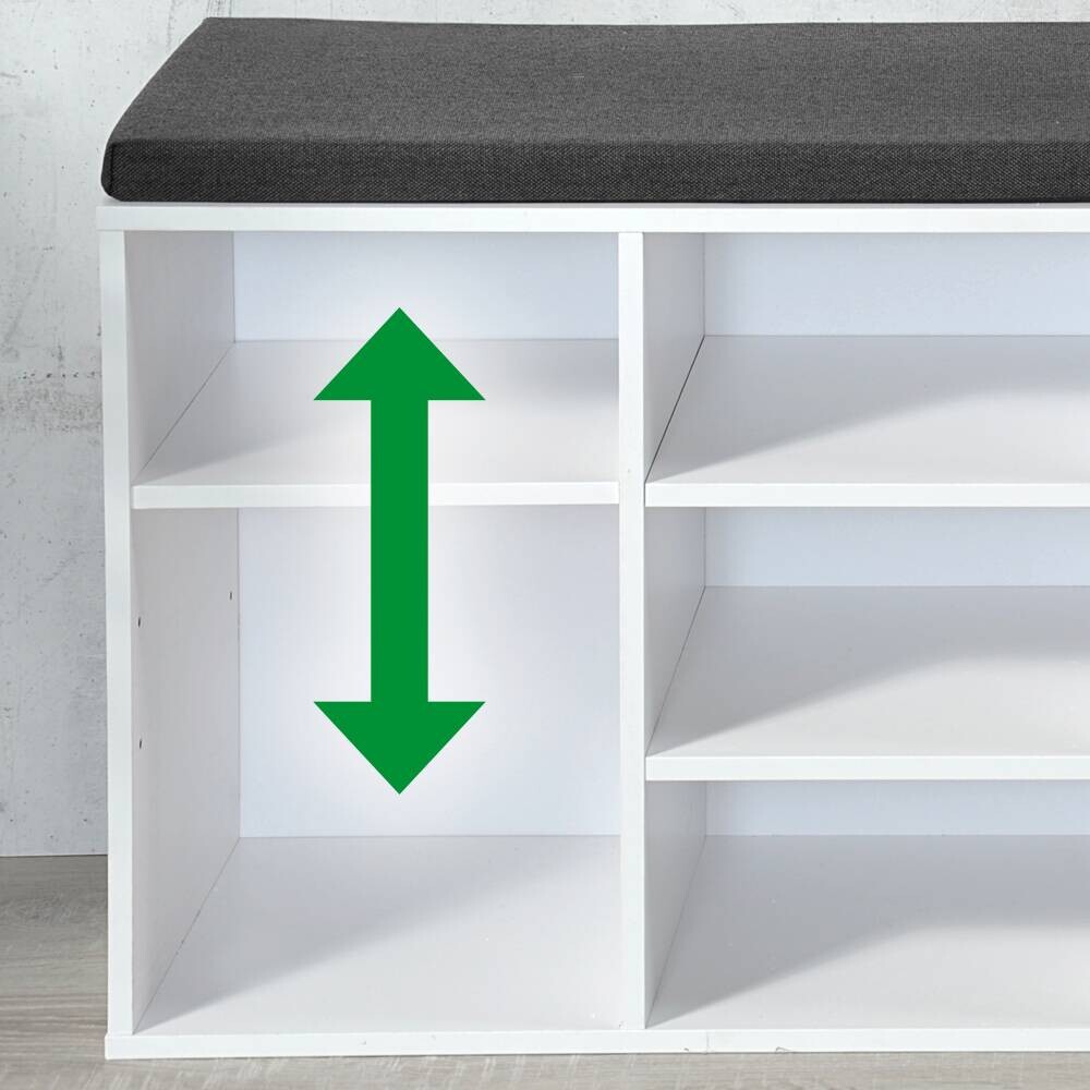 Kesper Schuhschrank mit Sitzkissen grau Textil B/H/L: ca. 29,5x48x1035 cm