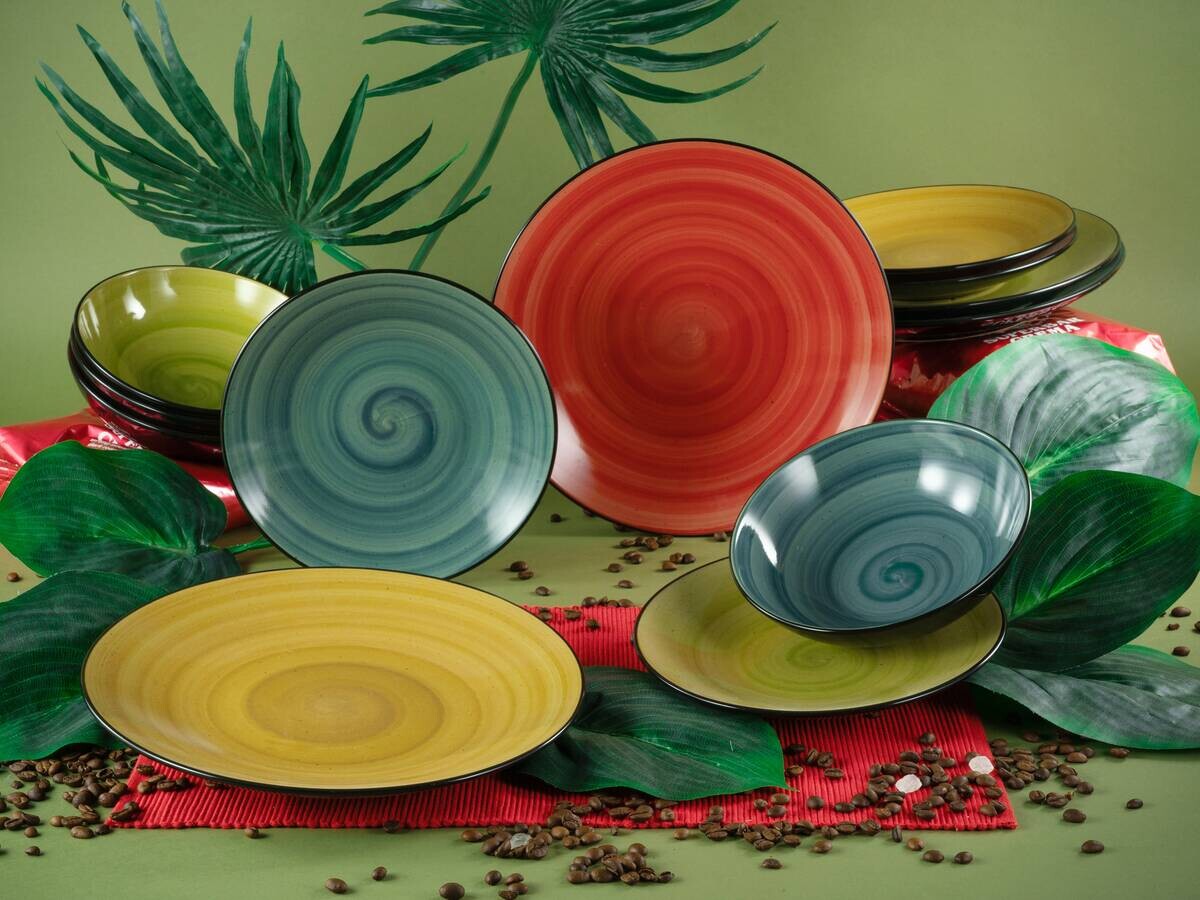 CreaTable Tafelservice Samoa bunt Steinzeug 12 tlg.