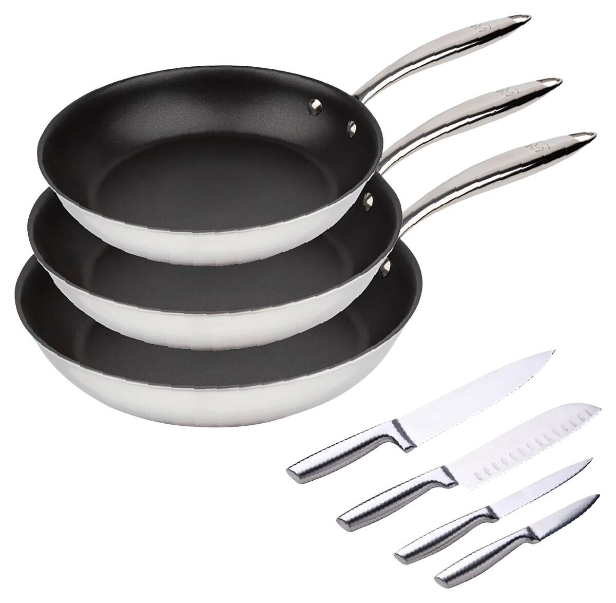 BERGNER Pfannenset BASTER schwarz Edelstahl 7 tlg.