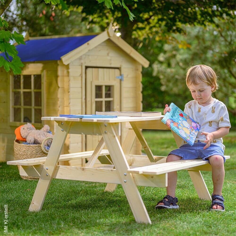 Timbela Kindersitzgarnitur M018 natur Holz B/H/L: ca. 90x50x90 cm