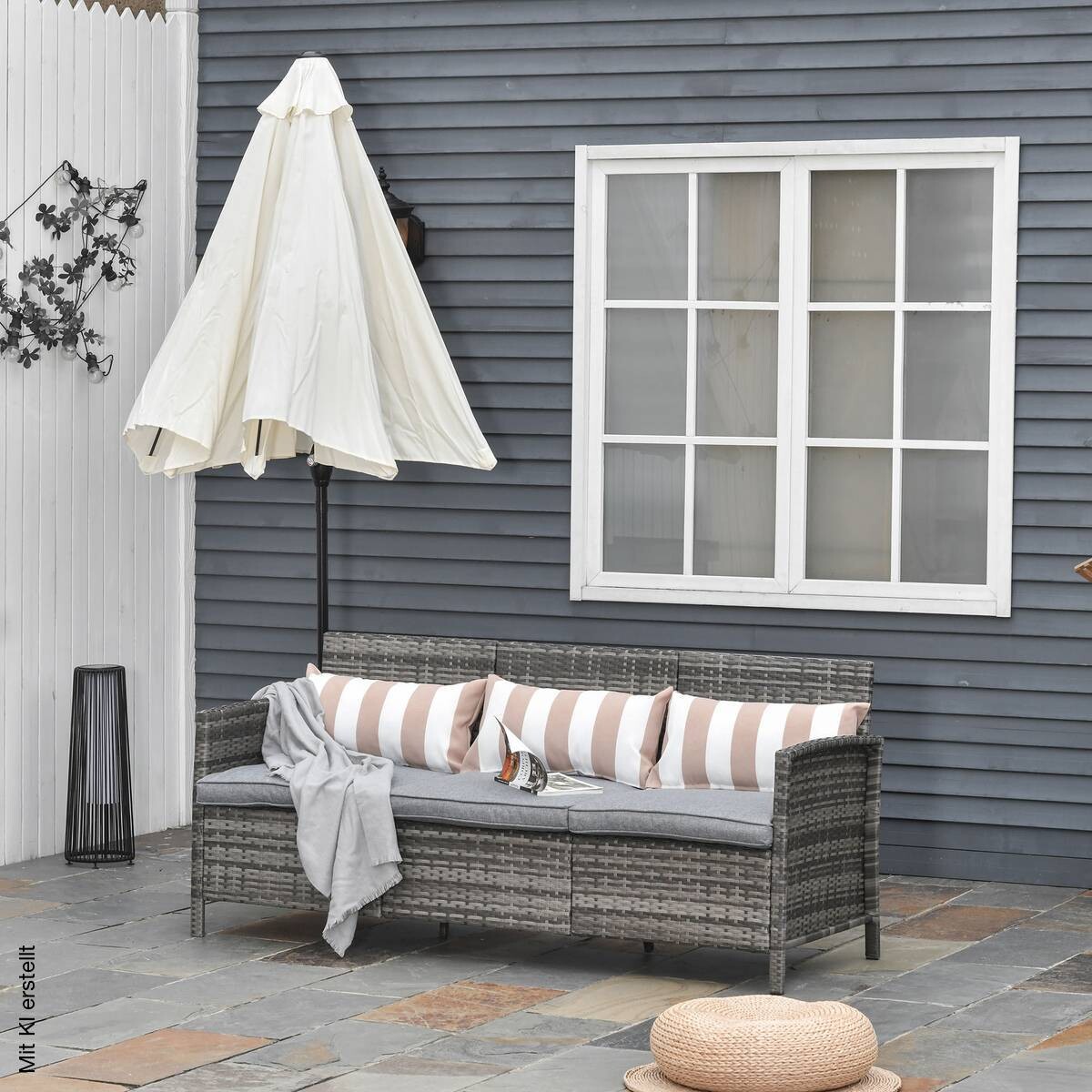 Outsunny Loungesofa grau Stahl B/H/T: ca. 173x78x68 cm