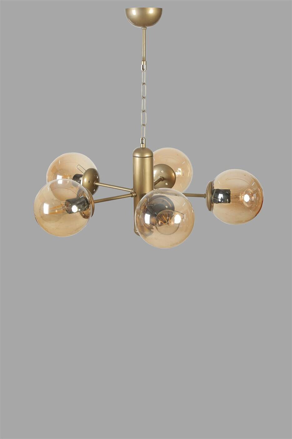 Pendelleuchte gold braun Glas Metall B/H/L/D: ca. 45x70x45x45 cm E27 1 Brennstellen