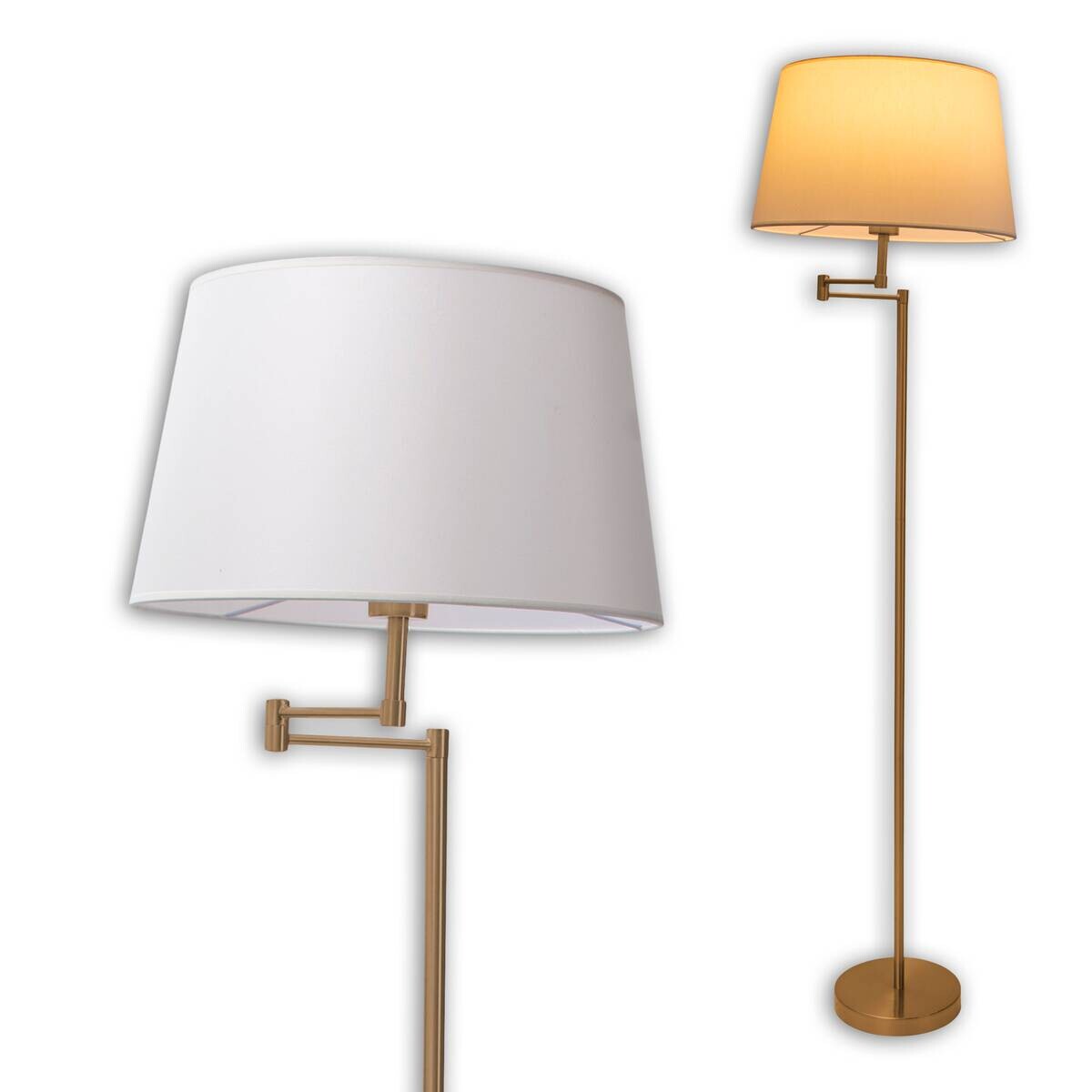 Näve Leuchten Stehlampe messing Textil Metall Kunststoff B/H/T/D: ca. 23,5x158x23,5x23,5 cm E27 1 Brennstellen