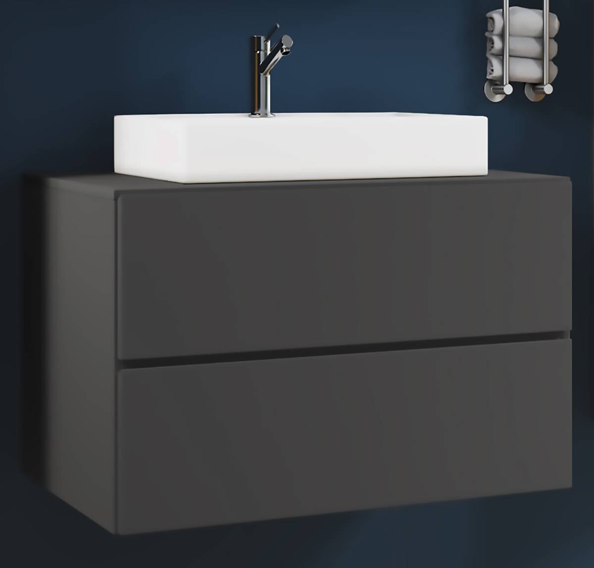 Badblock 2tlg-Lendas anthrazit weiß B/H/T: ca. 61x69x51,4 cm