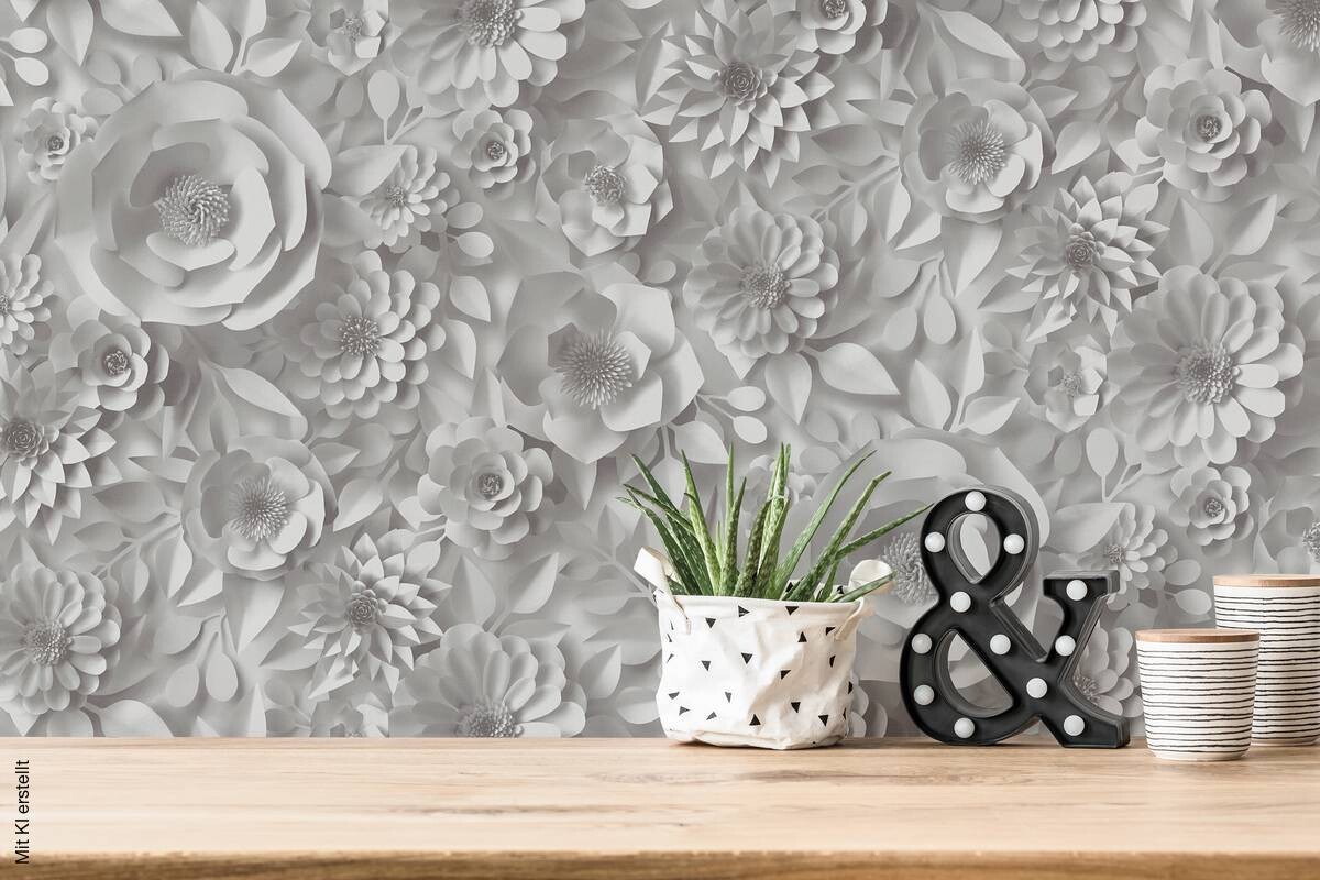 A.S.Creation Vliestapete Floral grau B/H: ca. 0,53x10,05 cm