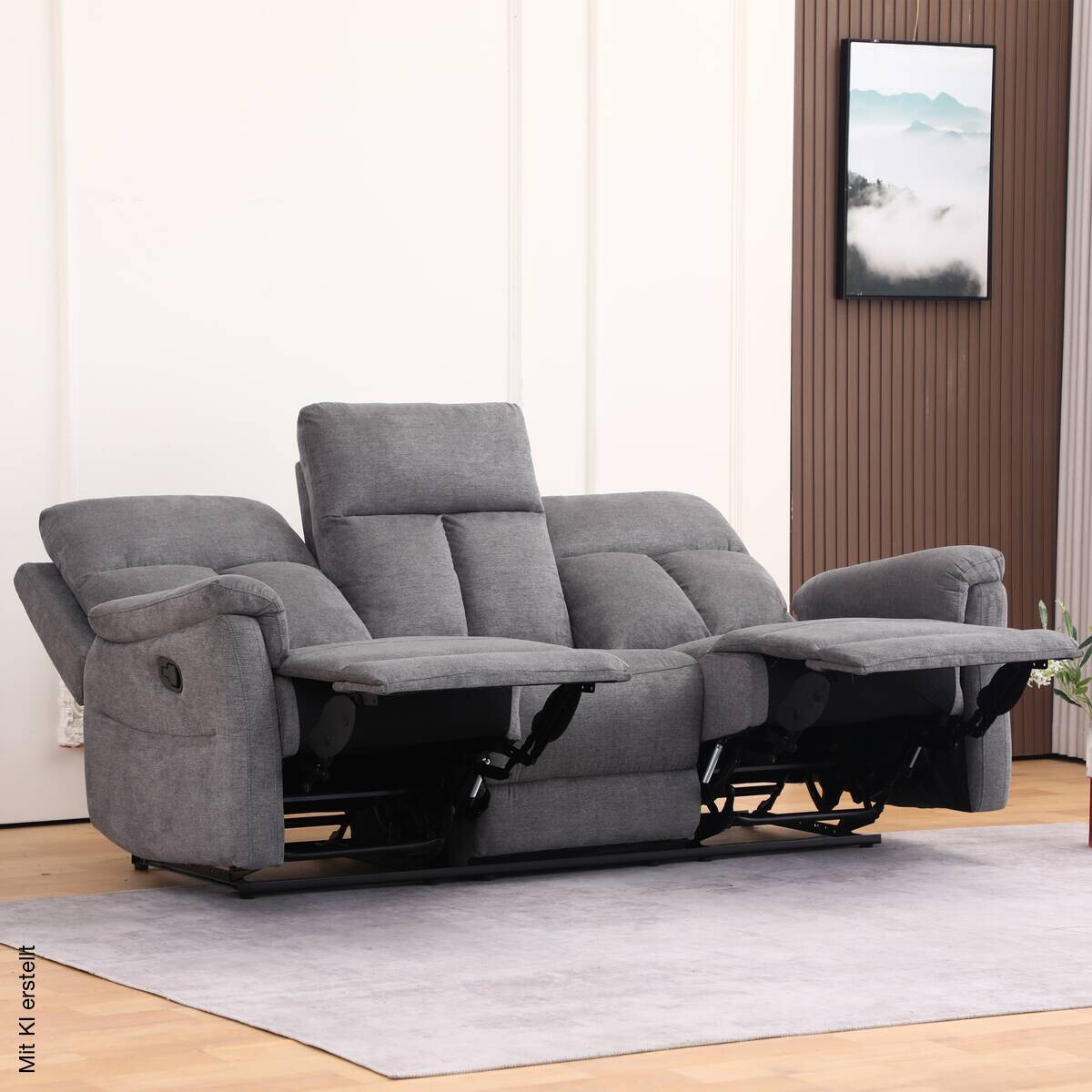 Sofa grau Polyester B/H/T: ca. 203x102x94 cm
