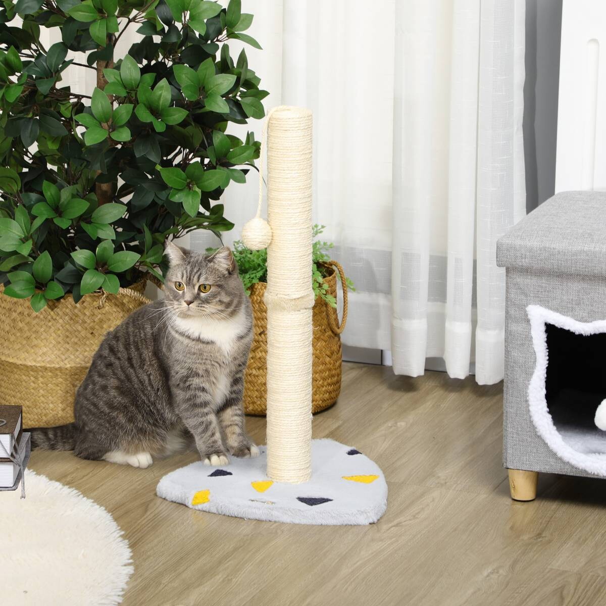 PawHut Kratzbaum hellgrau Spanplatte B/H/L: ca. 35x62x35 cm