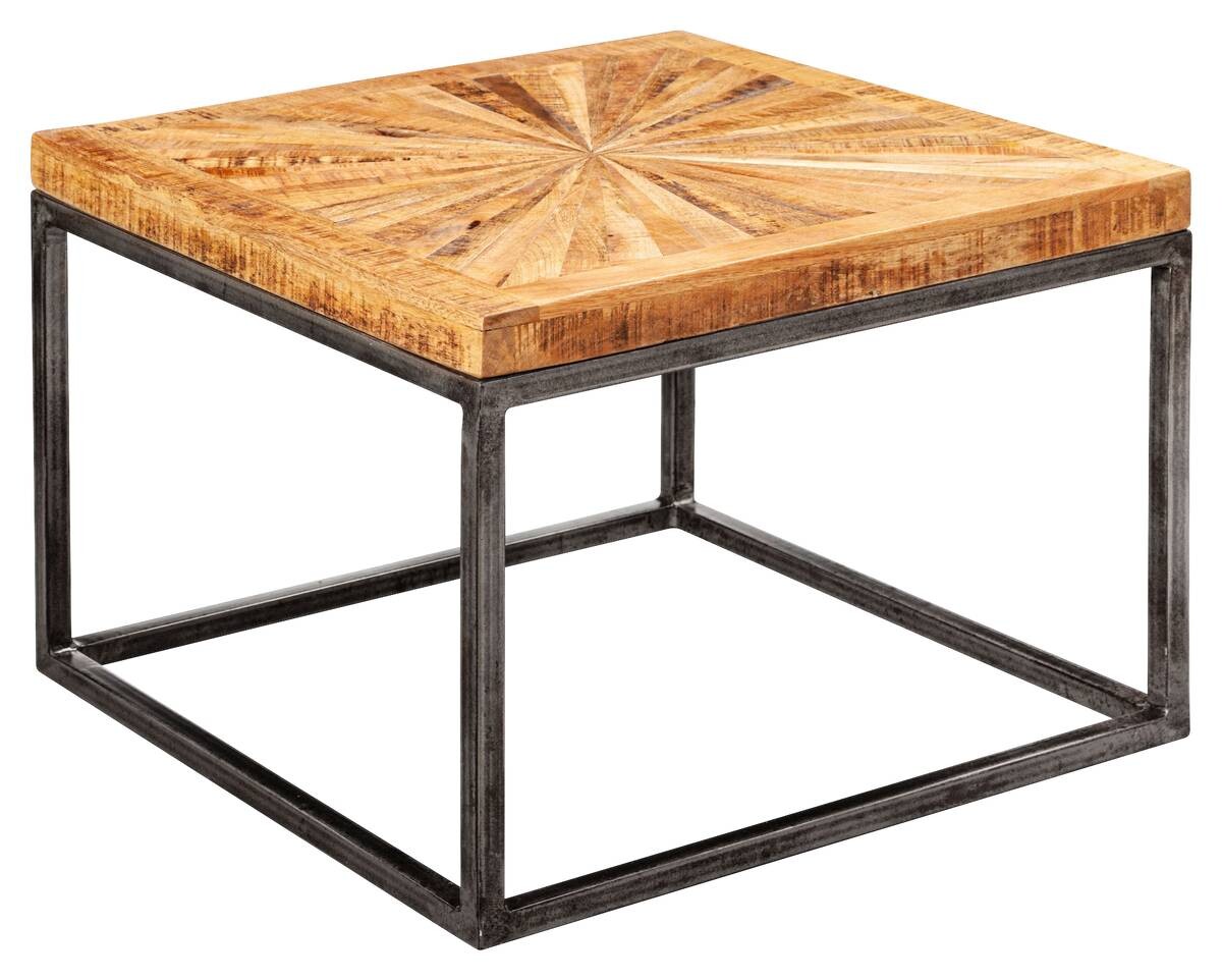 Wohnling Couchtisch natur grau Echtholz Eisen B/H/T: ca. 55x40,5x55 cm