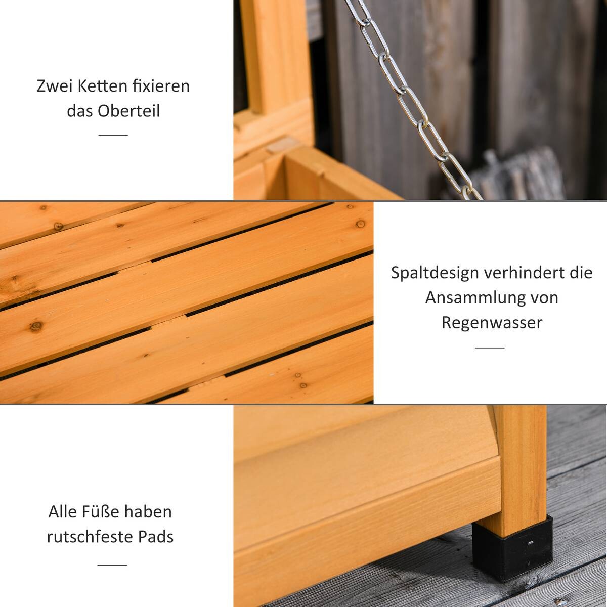 Outsunny Gartenschrank natur Holz B/H/L: ca. 56x60x127 cm