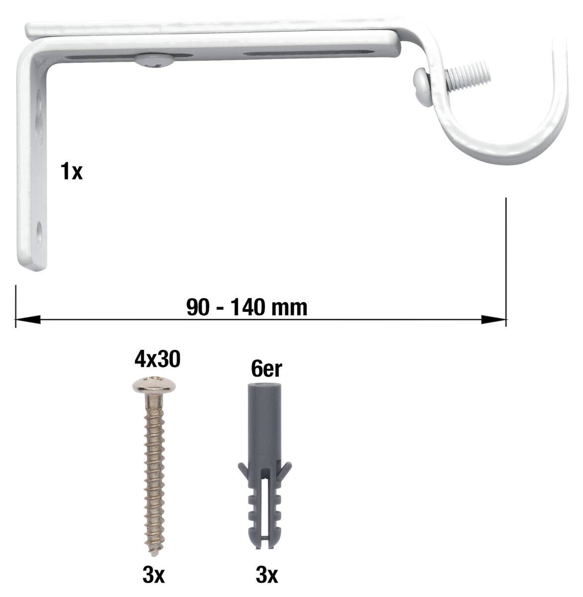 ondeco Träger habito weiß Metall ausziehbar von ca. 9 bis 14 cm 1 Läufe