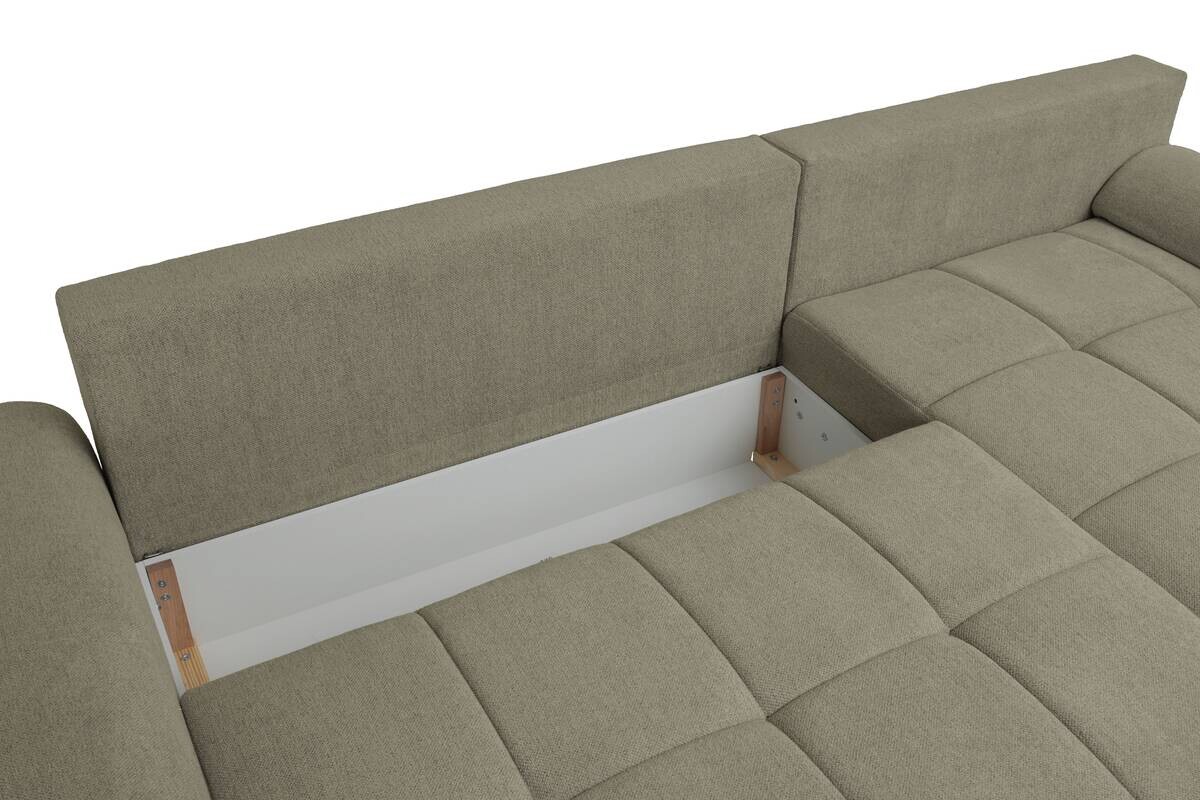 Ecksofa mit Bettfunktion und Bettkasten Lorenz olive Microfaser B/H/T: ca. 284x74x180 cm