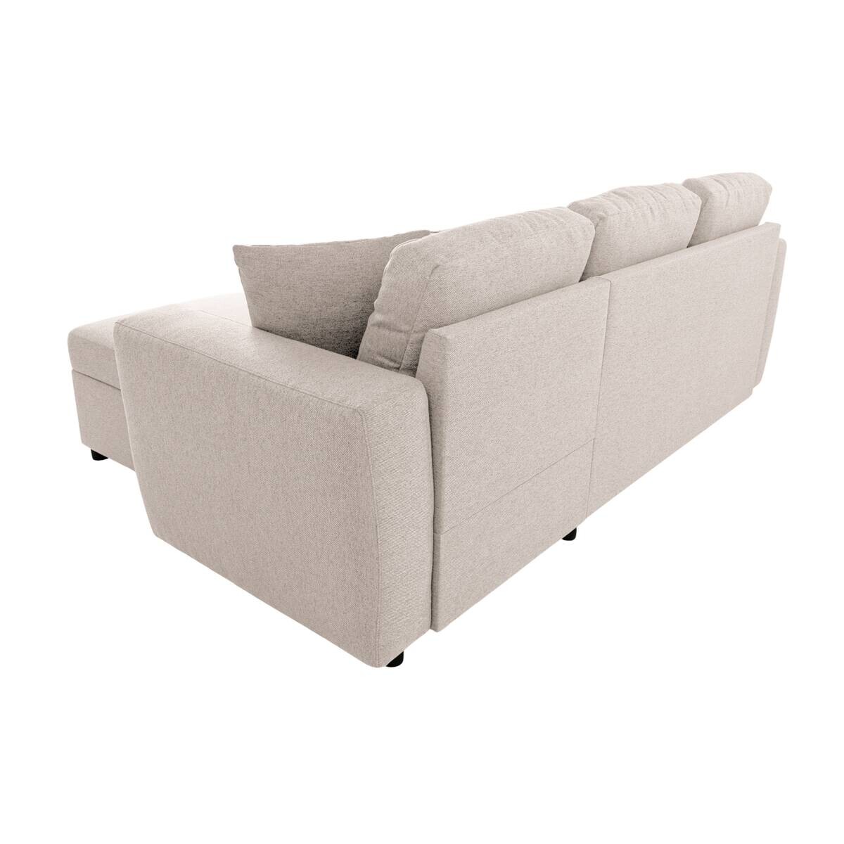Ecksofa mit Bettfunktion und Bettkasten beige Webstoff B/H/T: ca. 234x86x144 cm