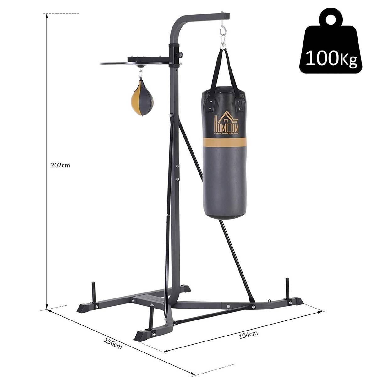HOMCOM Boxsackständer schwarz Stahlrohr B/H/T: ca. 104x202x156 cm