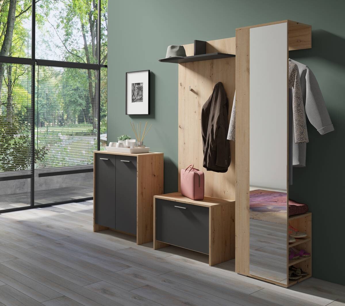 Hochschrank BEN Eiche Nachbildung B/H/T: ca. 40x184x35 cm