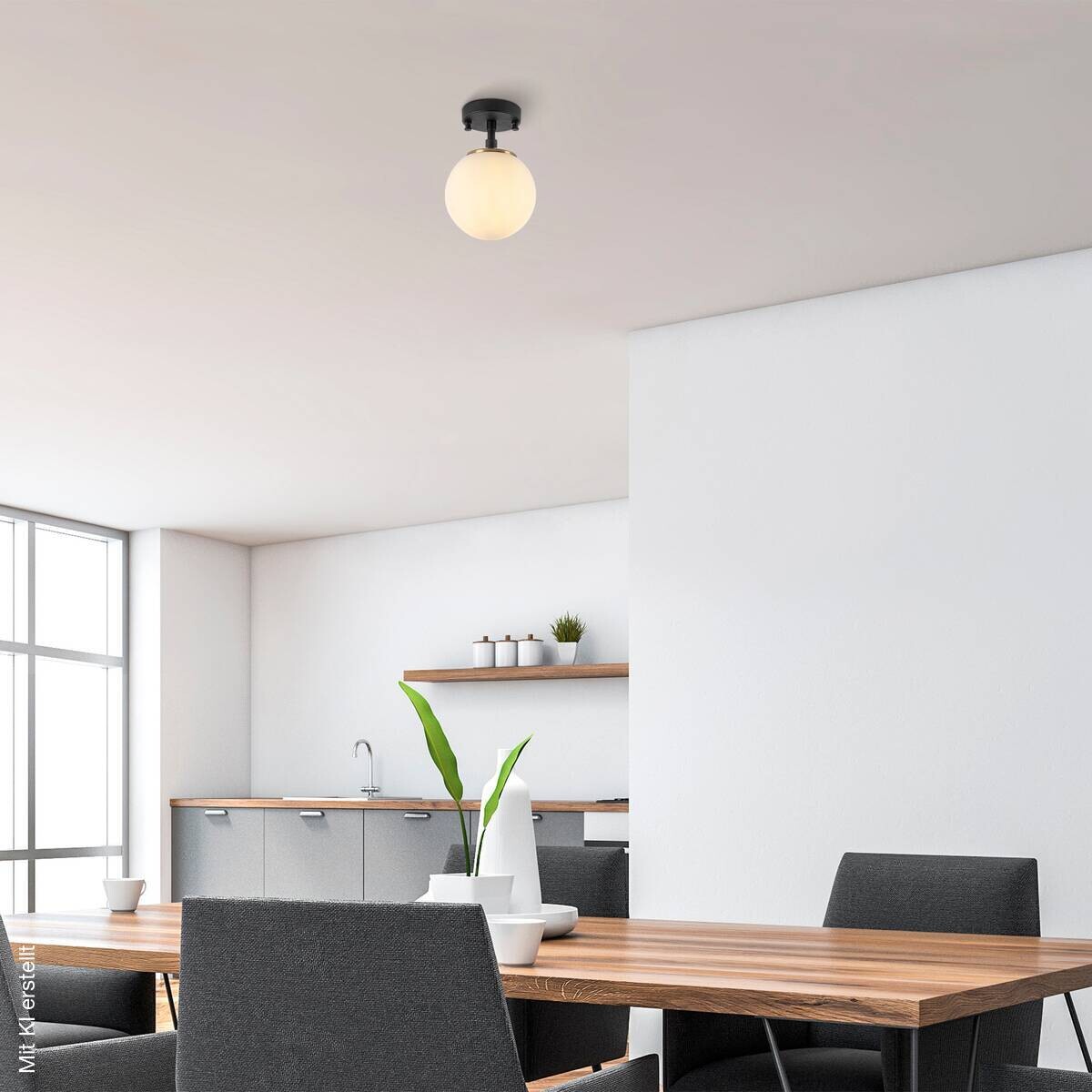 Opviq Deckenleuchte Atmaca-10210 schwarz Metall Glas B/H/T/L/D: ca. 15x23x15x15x15 cm E14 3 Brennstellen