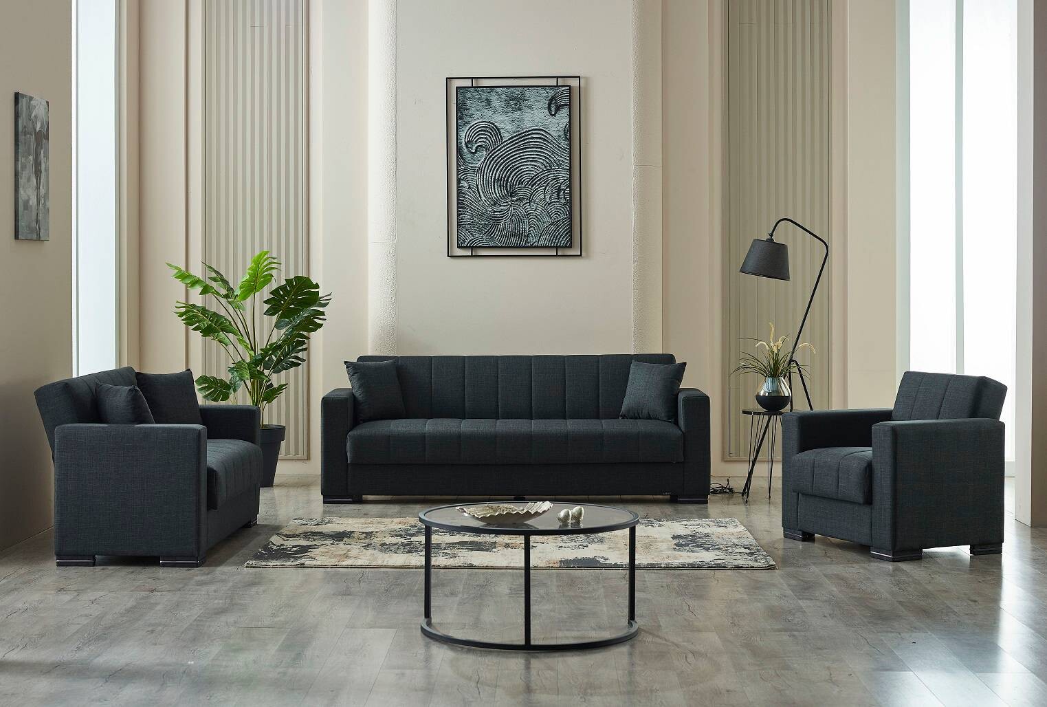 Sofa 3-2-1 Jerry anthrazit Microfaser