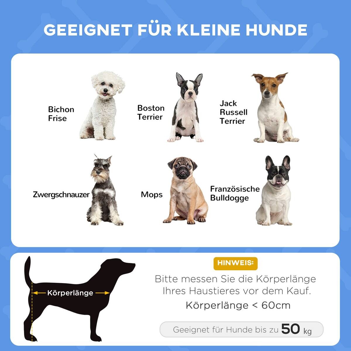 PawHut Hunde-Zubehör dunkelblau Edelstahl B/H/L: ca. 46x61x62 cm