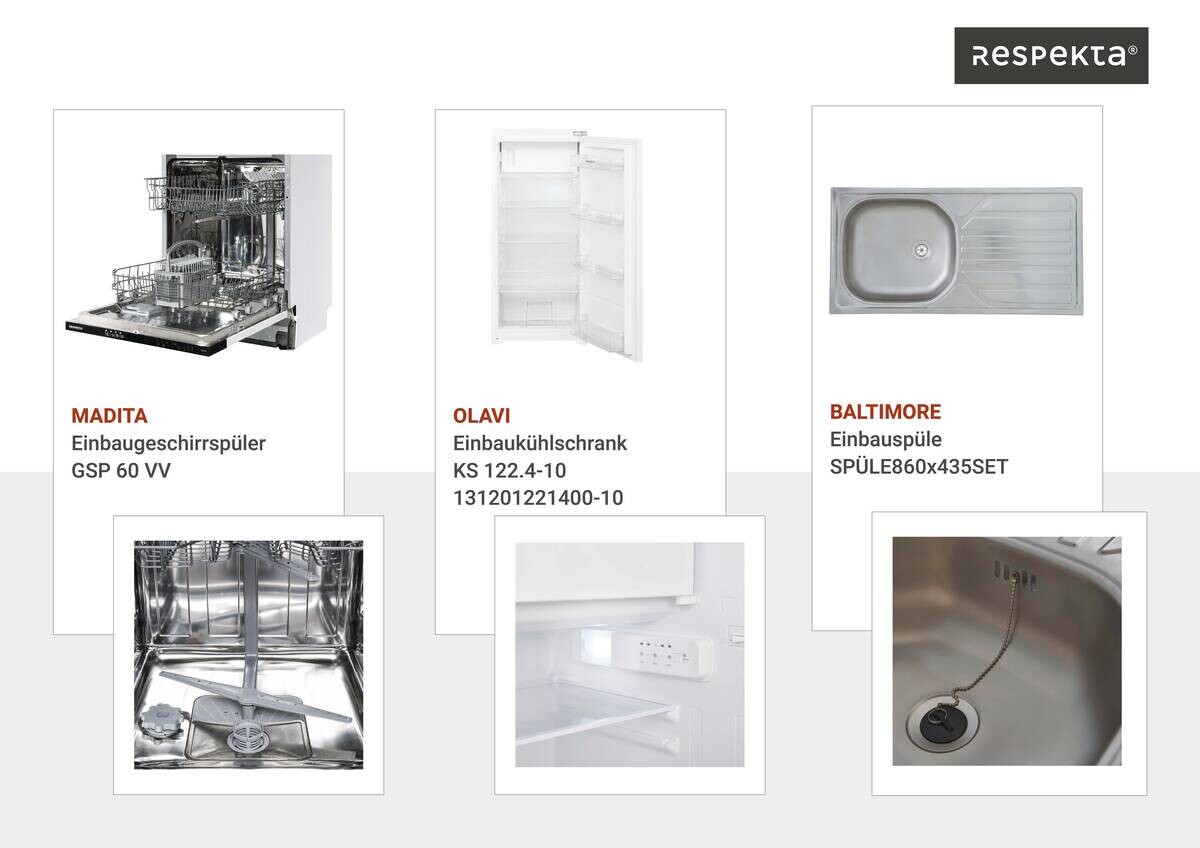 Respekta Inselküche Hilde weiß matt B/H/T: ca. 280x205x172 cm