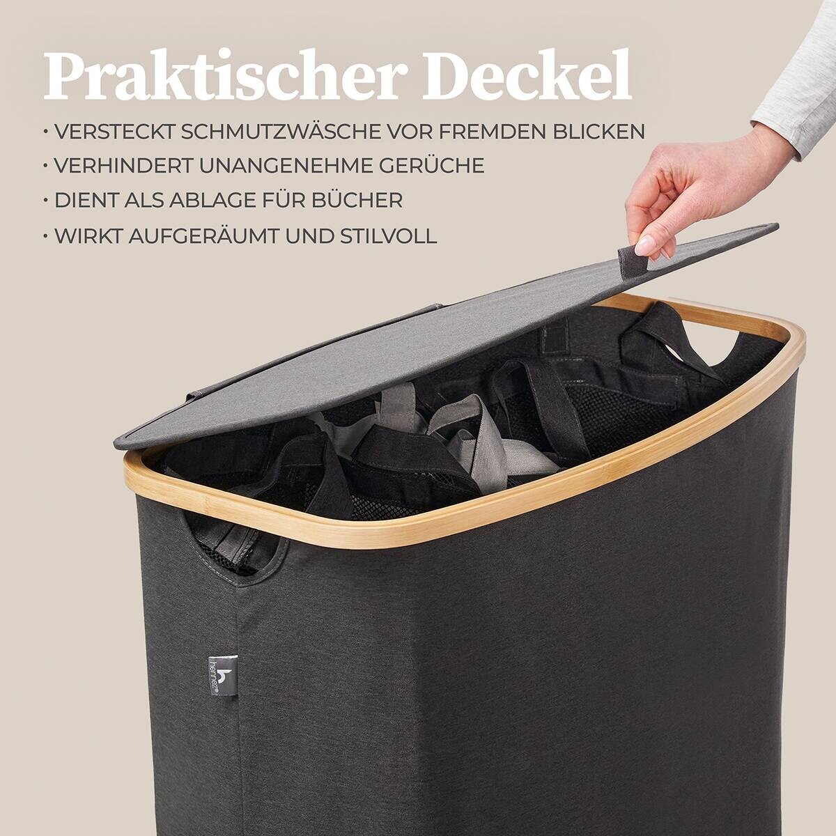 Wäschekorb dunkelgrau Kunststoff B/H/L: ca. 36,5x67x61 cm