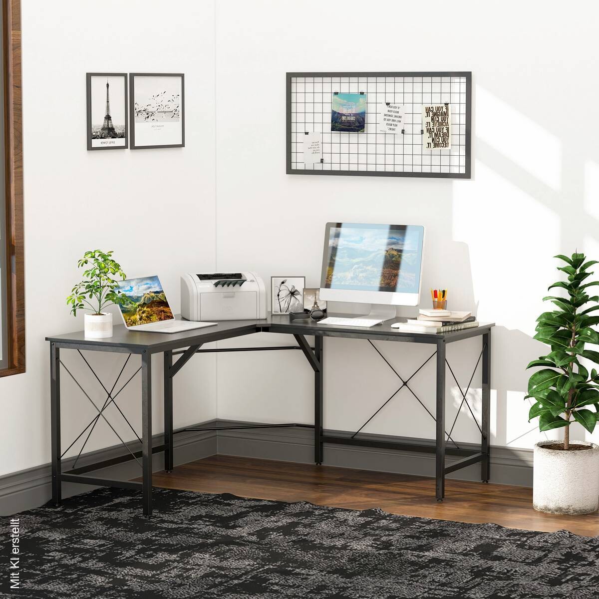 Computertisch 836-122BK schwarz B/H/L: ca. 150x76x150 cm