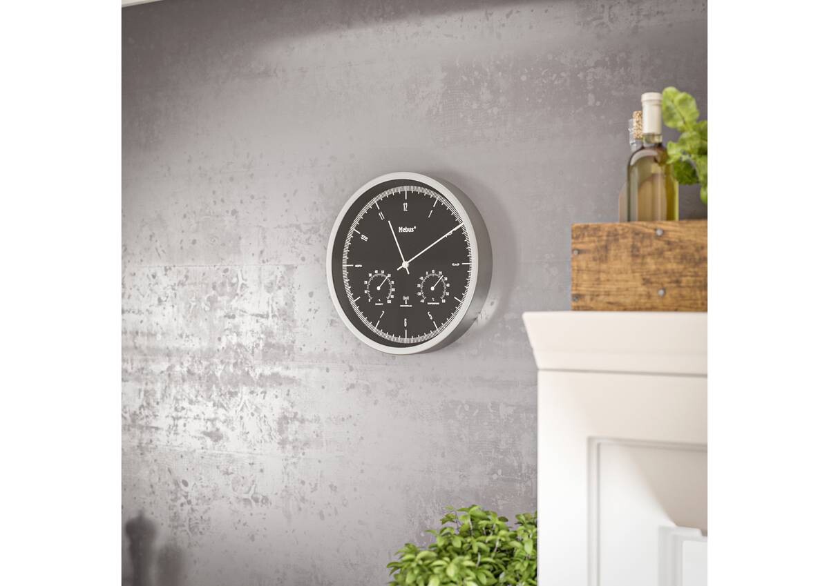 Mebus Wanduhr schwarz D: ca. 25 cm