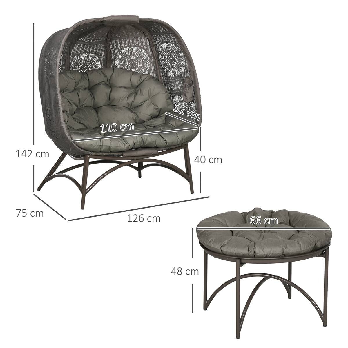 Outsunny Gartenstuhl sand Polypropylen B/H/L: ca. 75x126x142 cm