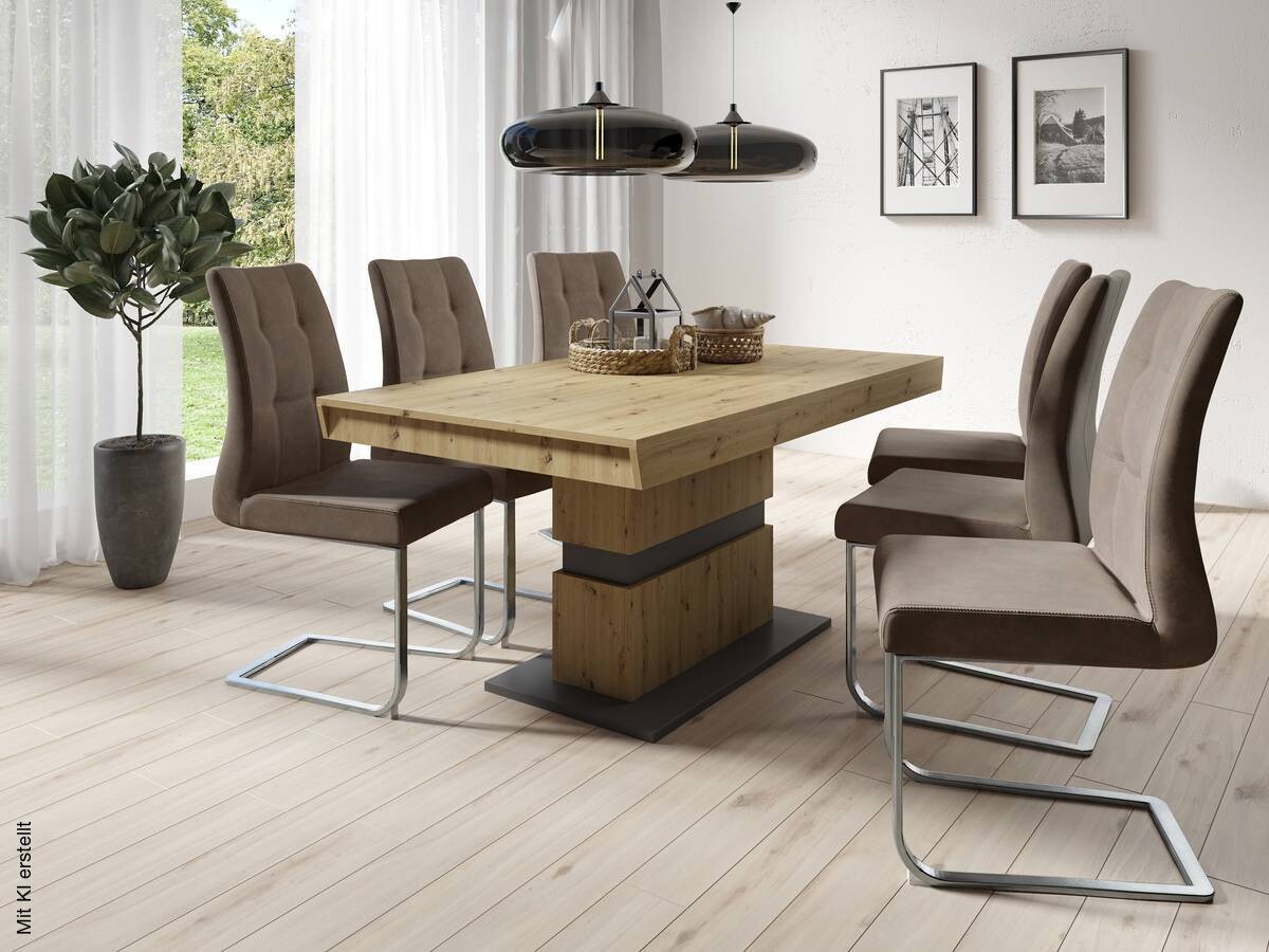 Schwingstuhl MARLEN-XXL 2er-Set dunkelbraun Vintage Chrom Stoff Metall B/H/T: ca. 72x96x80 cm