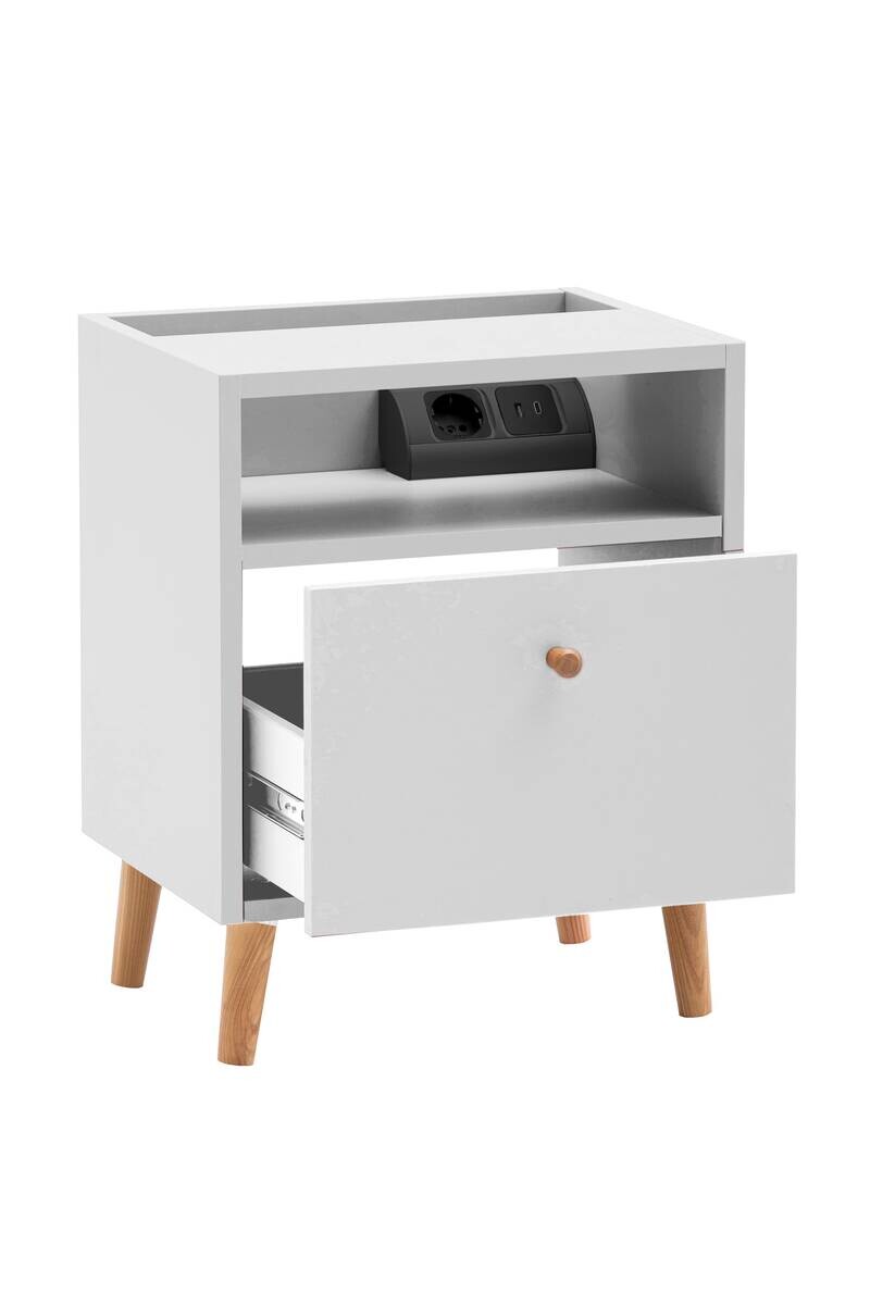 Nachtkonsole Bjarne weiß B/H/T: ca. 40,2x50,1x32,7 cm