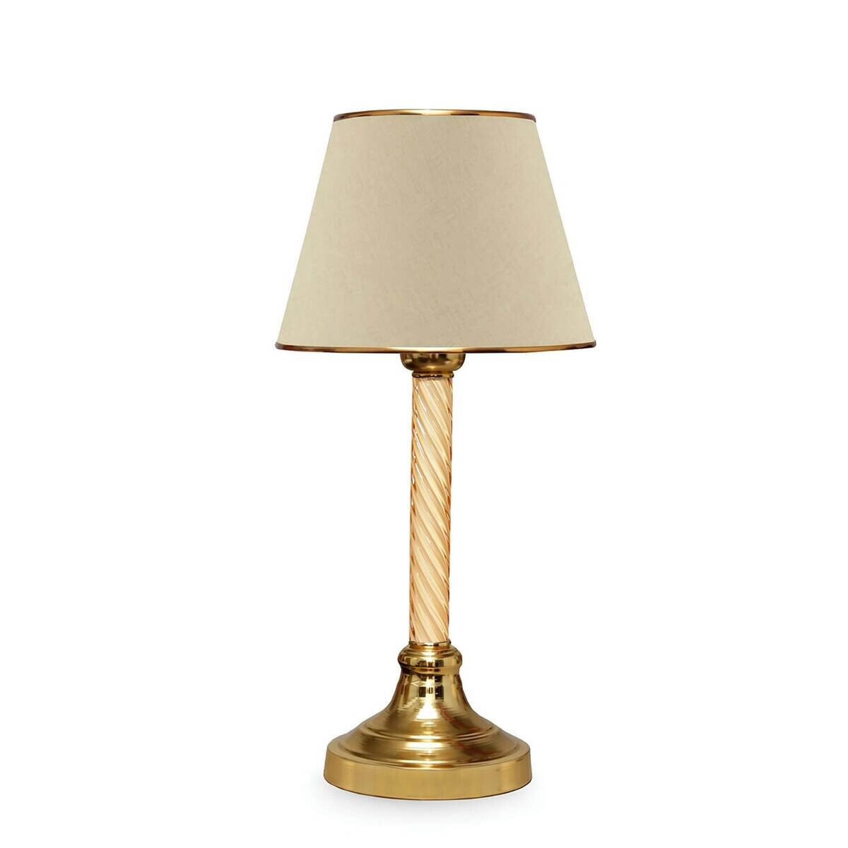 Opviq Tischleuchte beige gold Kunststoff Stoff B/H/L: ca. 22x45x22 cm E27 1 Brennstellen