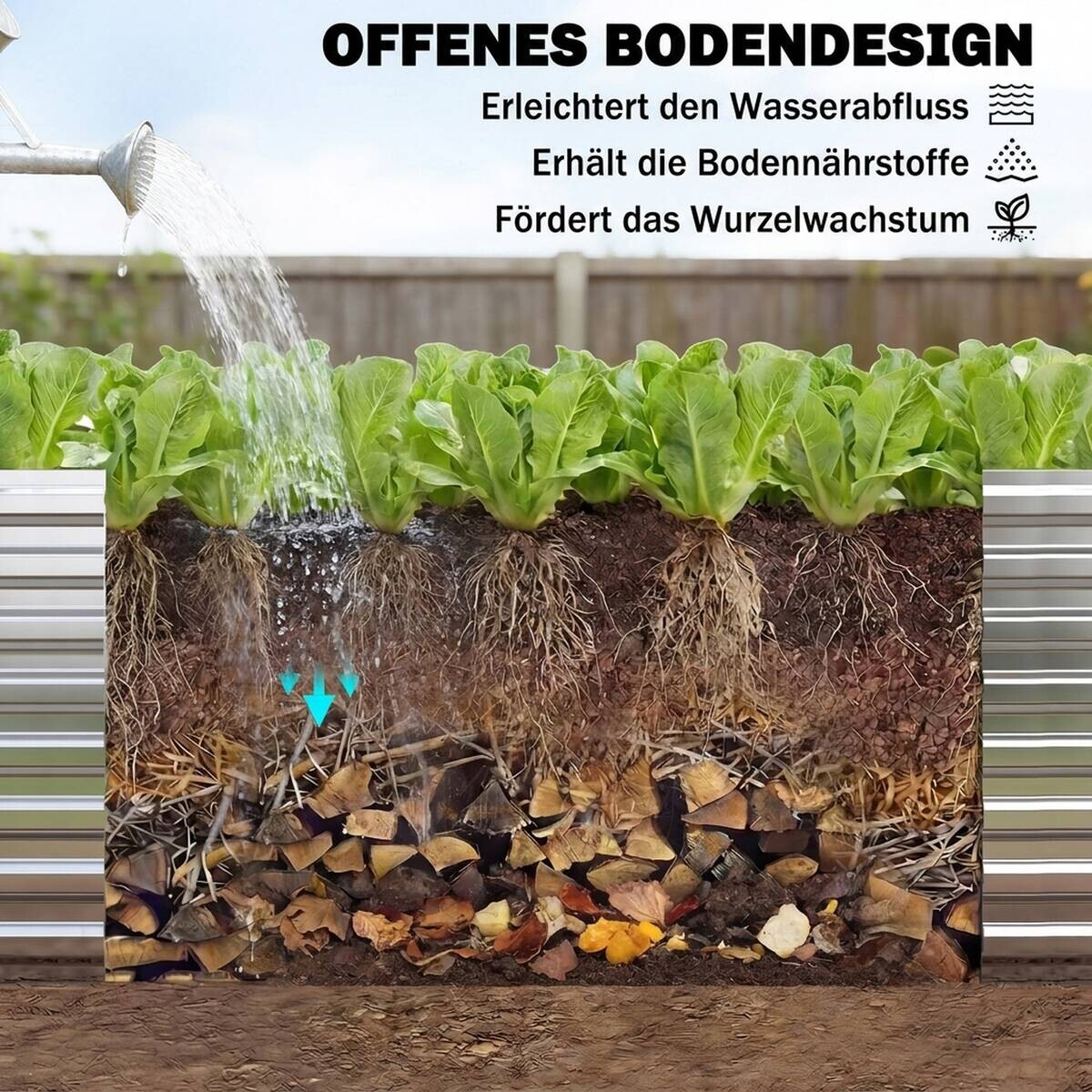 Outsunny Hochbeet silber B/H/T/L: ca. 90x60x90x180 cm