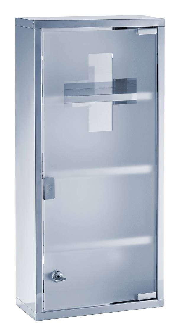 Medizinschrank transparent Edelstahl B/H/L: ca. 12x57x27 cm