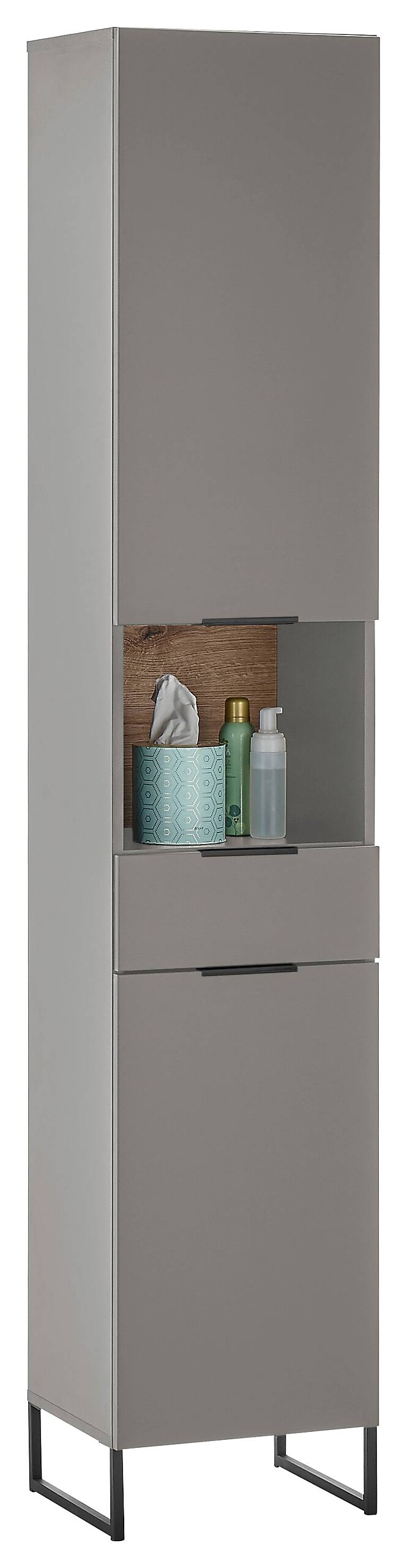 Hochschrank Denver grau matt Eiche Evoke Coast Nachbildung B/H/T: ca. 38x195x32 cm