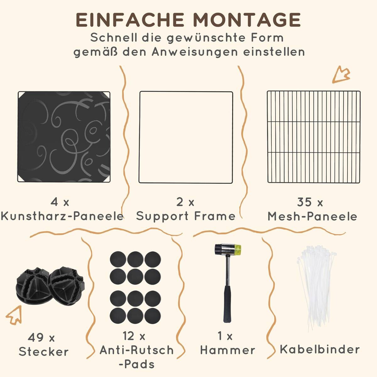 PawHut Kleintiergehege schwarz Stahl B/H/L: ca. 70x105x140 cm