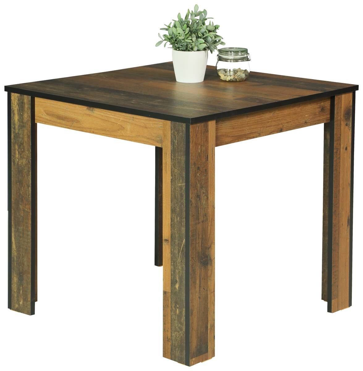 Esstisch Erika Old Wood Nachbildung schwarz B/H/T: ca. 80x76x80 cm