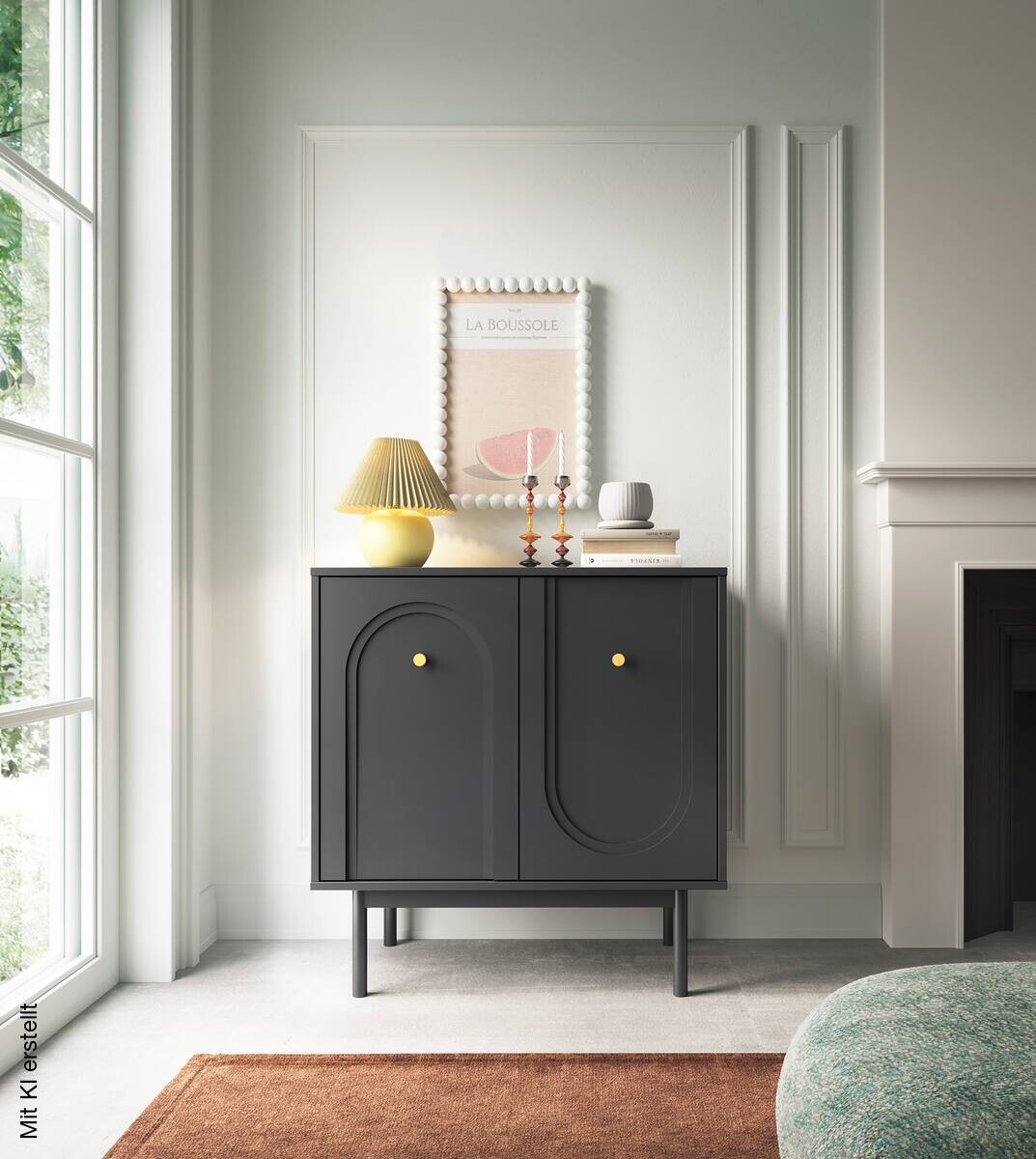Kommode MAZOMA schwarz gold Optik B/H/T: ca. 79x82x39 cm