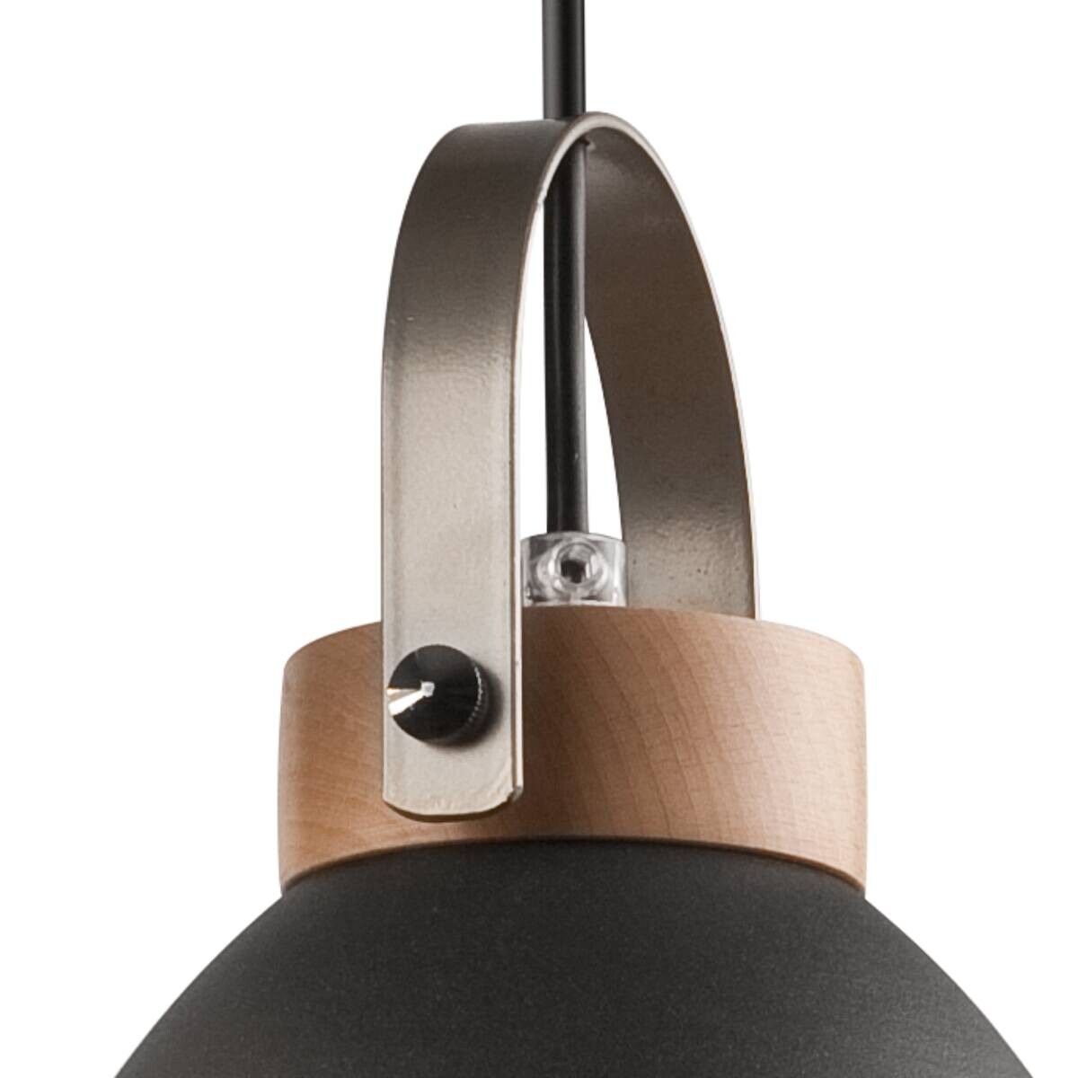Lamkur Pendelleuchte DANIELLE 31781 Graphit Holz Stahl H/L: ca. 79x37 cm E27 3 Brennstellen