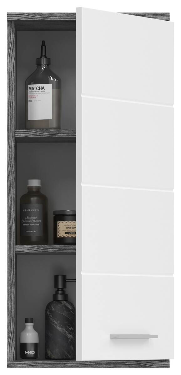 Hängeschrank BLAKE Rauchsilber Nachbildung weiß Hochglanz B/H/T: ca. 35x77x25 cm