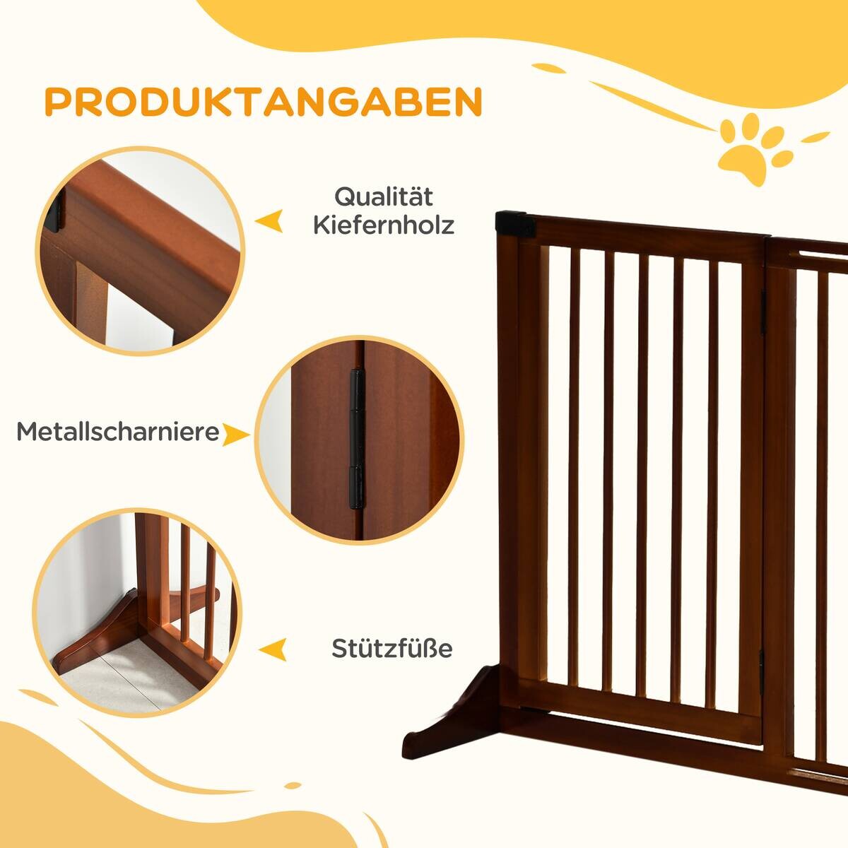 PawHut Schutzgitter braun Edelstahl B/H/L: ca. 166x113x36 cm