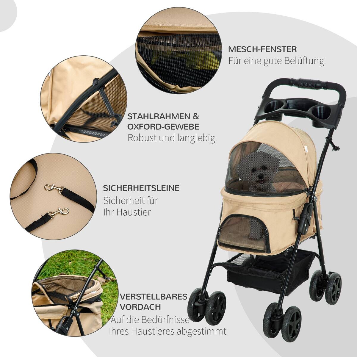 PawHut Hunde-Zubehör khaki Polyester B/H/L: ca. 45x67x96 cm